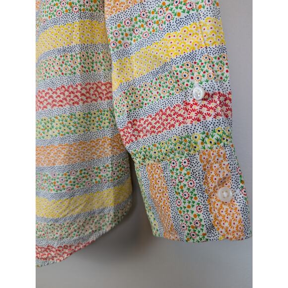 Ann Mashburn Floral Stripe Popover Cotton Blouse S - Picture 6 of 9